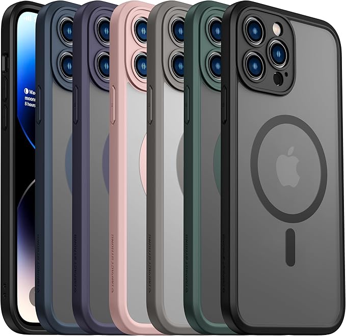 ImpactStrong Magnetic Guard Designed for iPhone 14 Pro Case [Camera Protection] [Military Grade Drop Tested] [Compatible with MagSafe] Slim Translucent Matte Phone Case (6.1") - Gray