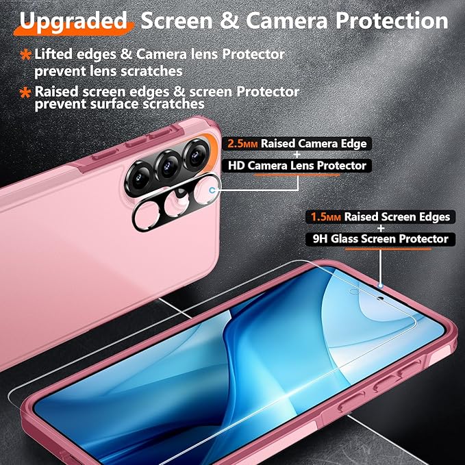 Red2Fire for Samsung Galaxy S25 Case, [Military Grade Drop Protection] Heavy Duty Full Body Shockproof Protection Non-Slip Phone Case for S25 Case 6.2 inch,Pink