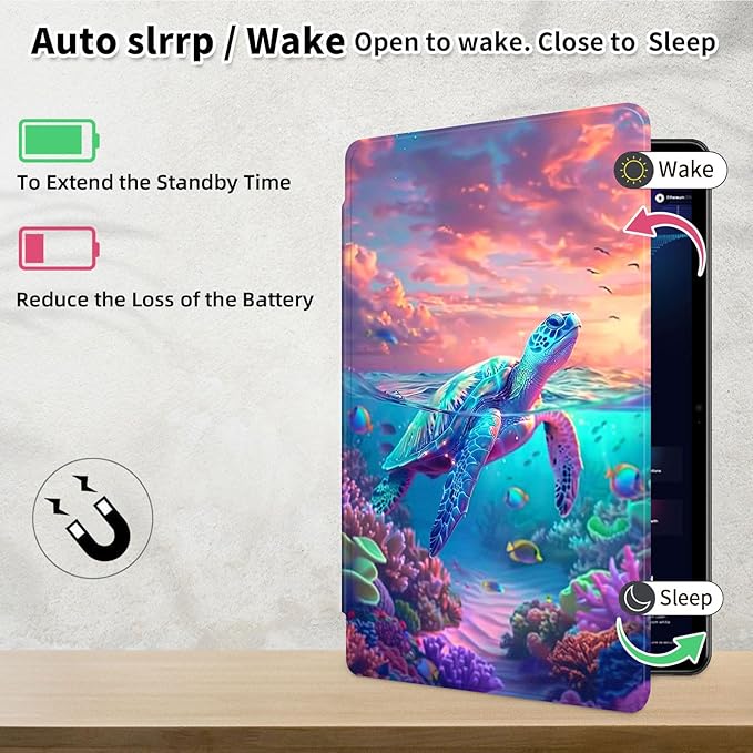 Case for Samsung Galaxy Tab S10 Ultra/Tab S9 Ultra 14.6-Inch, 360 Degree Rotating Folio Stand Smart Cover for Galaxy Tab S10 Ultra/ S9 Ultra 14.6'', Auto Sleep/Wake, Sea Turtle 2