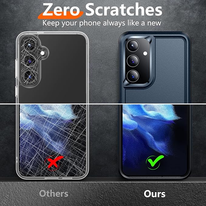 Red2Fire for Samsung Galaxy S24 Case, [Military Grade Drop Protection] Non-Slip Heavy Duty Full Body Shockproof Protection Phone Case for S24 Case 6.2 inch, Seablue