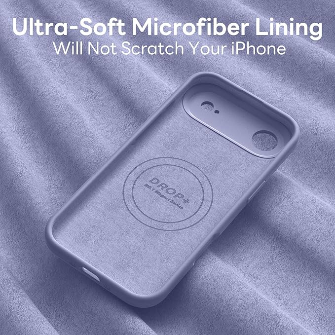 Vooii Magnetic Compatible with iPhone Air Case (Compatible with Magsafe) (Upgraded Camera Protection) Liquid Silicone Shockproof Full Body Protective Phone Cover for Women Men, Lavender Grey, 6.5"