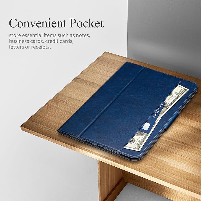 auaua Case for iPad (A16) 11th Generation 11 Inch 2025, iPad 10th Generation 10.9 Inch 2022, with Pencil Holder and Pocket, Typing Angle Muti-Stand Magnetic Closure Auto Sleep/Wake (Blue)