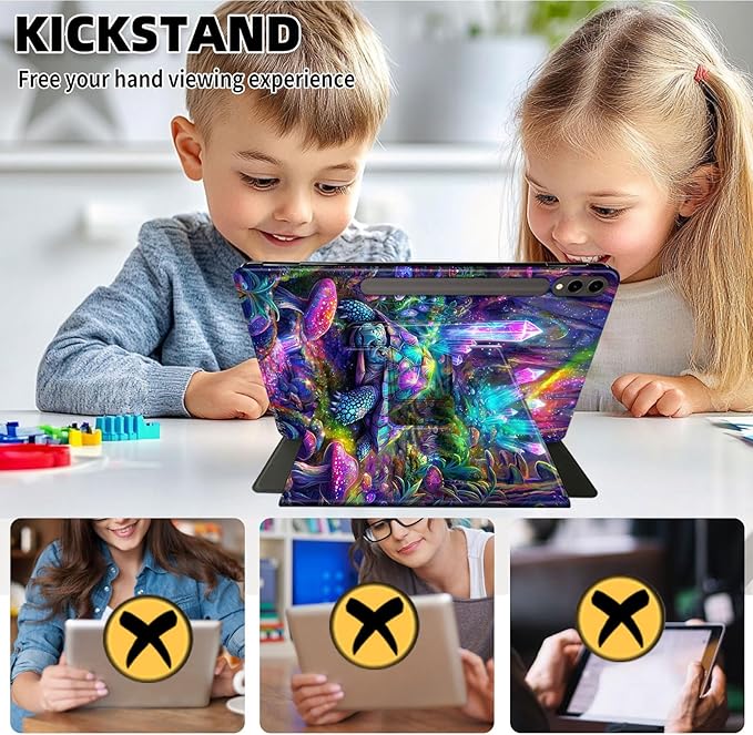 Case for Samsung Galaxy Tab S10 Ultra/Tab S9 Ultra 14.6-Inch, 360 Degree Rotating Folio Stand Smart Cover for Galaxy Tab S10 Ultra/ S9 Ultra 14.6'', Auto Sleep/Wake, Crystal Turtle