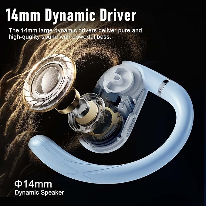 ZIPFORCE True Wireless Earbuds, Open-Ear Bluetooth 5.3 Headphones 4-Mics ENC Clear Call, OWS Bluetooth Earbuds Touch Control, IPX6 Waterproof TWS, Light-Weight Earphones