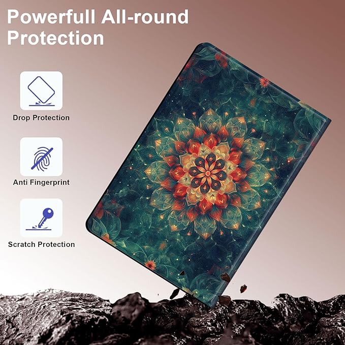 Case for Samsung Galaxy Tab A9+/A9 Plus 11” 2023 Model (SM-X210/X216/X218), Slim PU Leather Stand Cover with Auto Wake/Sleep, Multi-Angle Viewing & Shockproof, Mandala
