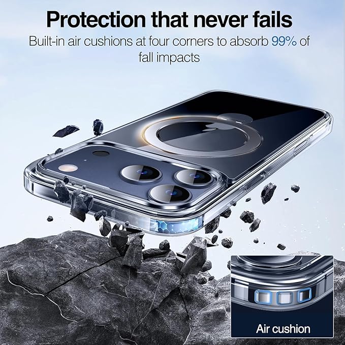 Anqrp 360° All-in-ONE Crystal Clear Case for iPhone 17 Pro Max with Rotatable Magnetic Stand, Compatible with Mag-Safe, Anti-Yellowing Transparent MIL-Grade Shockproof Phone Case Cover