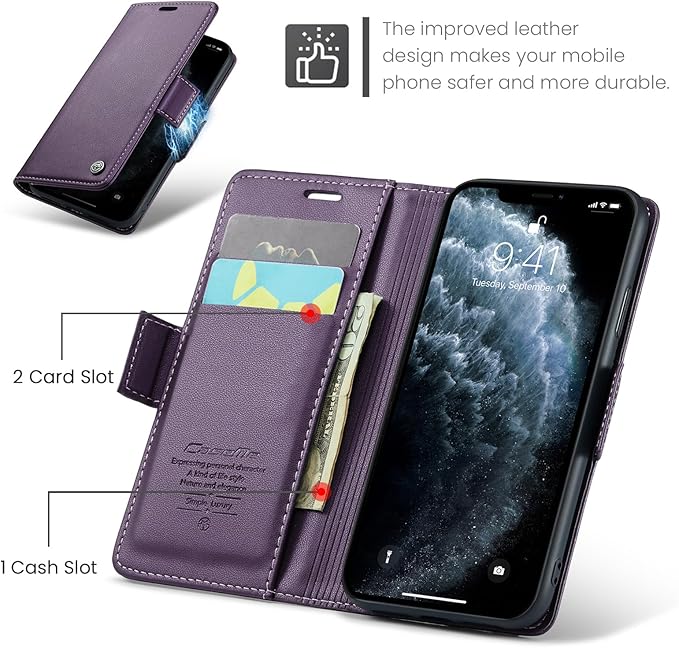 for iPhone 11 Pro Case, Premium PU Leather Wallet Case Flip Cover with [RFID Blocking][Card Holder][Stand Function] Shockproof Protective for iPhone 11 Pro 5.8", Purple