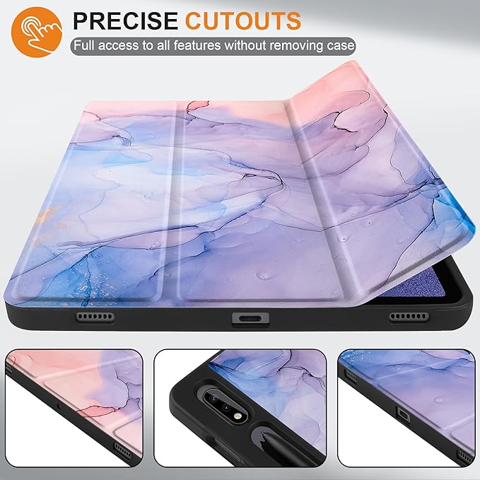 Case for Samsung Galaxy Tab S8 2022 & S7 2020, Shockproof Tablet Case for Samsung Tab S8/S7 11 inch with Auto Sleep/Wake & Trifold Stand & Soft TPU Back Cover, Abstract Marble
