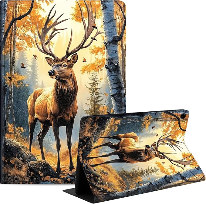 Case for Samsung Galaxy Tab A9+/A9 Plus 11” 2023 Model (SM-X210/X216/X218), Slim PU Leather Stand Cover with Auto Wake/Sleep, Multi-Angle Viewing & Shockproof, Autumn Deer