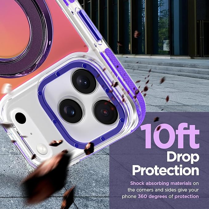 MOWIME Magnetic for iPhone 17 Pro Case with Stand [Compatible with Magsafe] [Cute Fashion Fluorescent Design] [1 Screen Protector] Slim Translucent Matte Case for iPhone 17 Pro 6.3" 2025, Purple