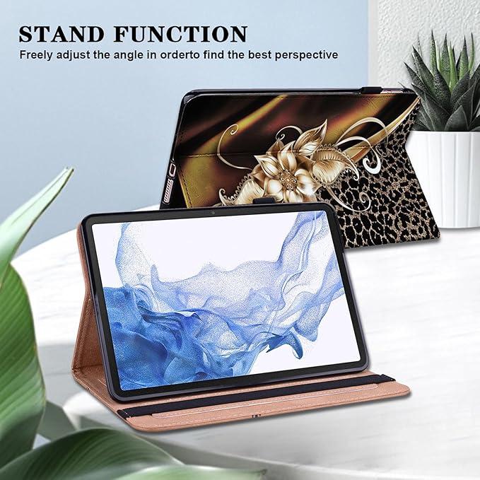 Case for Lenovo Tab M11 2024 11 inch,PU Leather Stand Flip Cover with Card Solts Elastic Band for Lenovo Tab M11 Tablet - Metallic Flower