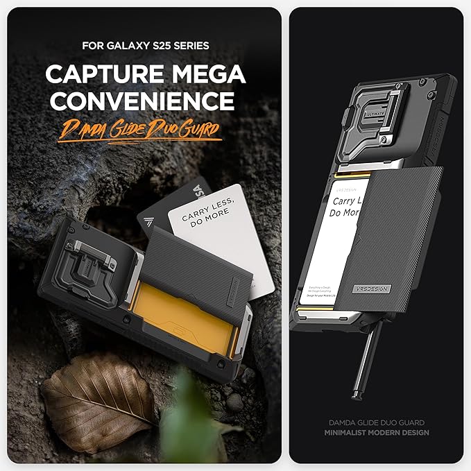 VRS DESIGN Damda Glide DuoGuard for Galaxy S25 Ultra Case (2025), Premium Sturdy Fully Covered Camera Lens Protection Cover Card Holder Wallet Case (Camo Navy)