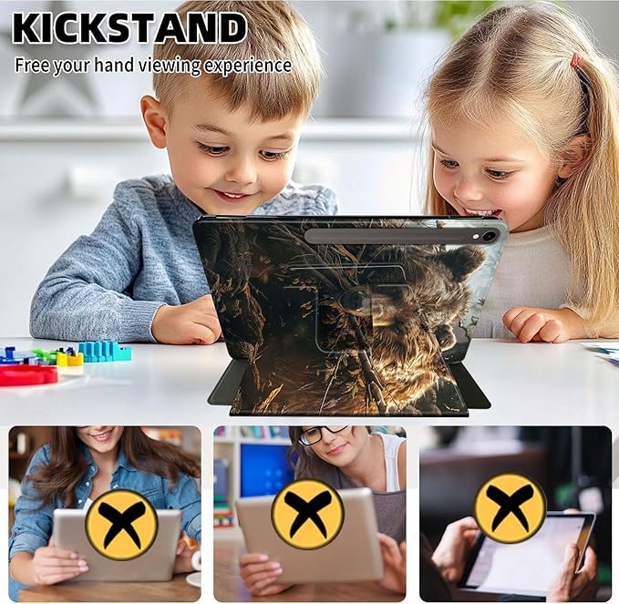 Case for Samsung Galaxy Tab S10 FE / S9 FE 5G 10.9 inch & Tab S9 11 inch, PU Leather 360° Rotating Stand Cover, Auto Sleep/Wake, Folio Smart Protective Cover, Brown Bear