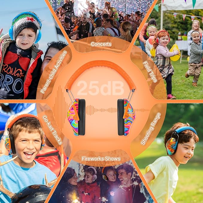 PROHEAR 032 Kids Ear Protection – Ear Muffs for Noise Reduction, 25NRR Noise Cancelling Headphones for Toddlers, Autism, Sensory Use, Hearing Protection – Orange