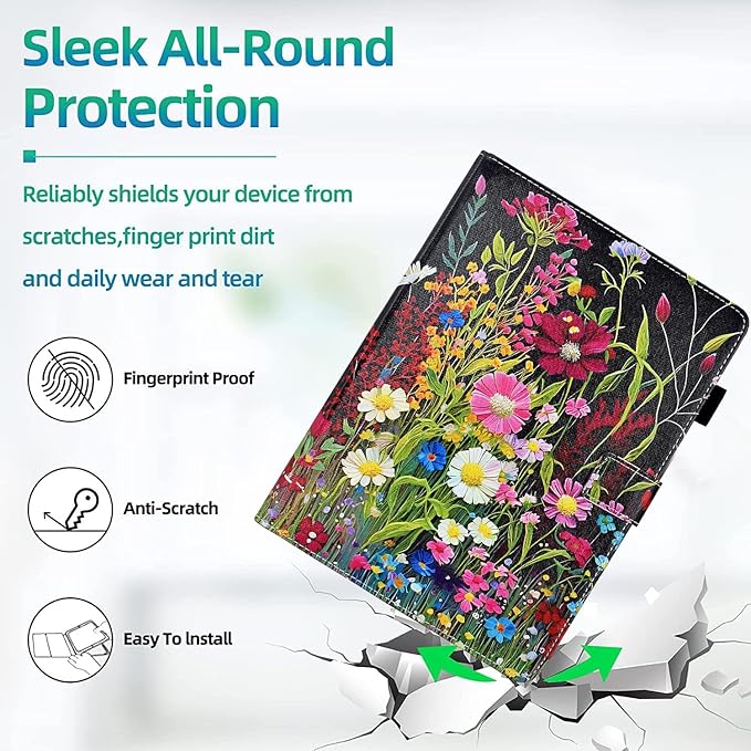 Case for Galaxy Tab A9+ Plus 11 Inch 2025 2024 2023 (SM-X210/X216/X218), Galaxy A9 11 Inch Case, Cute PU Leather Folio Stand Cover for Galaxy Tab A9 Plus, Auto Wake/Sleep - Colorful Flowers