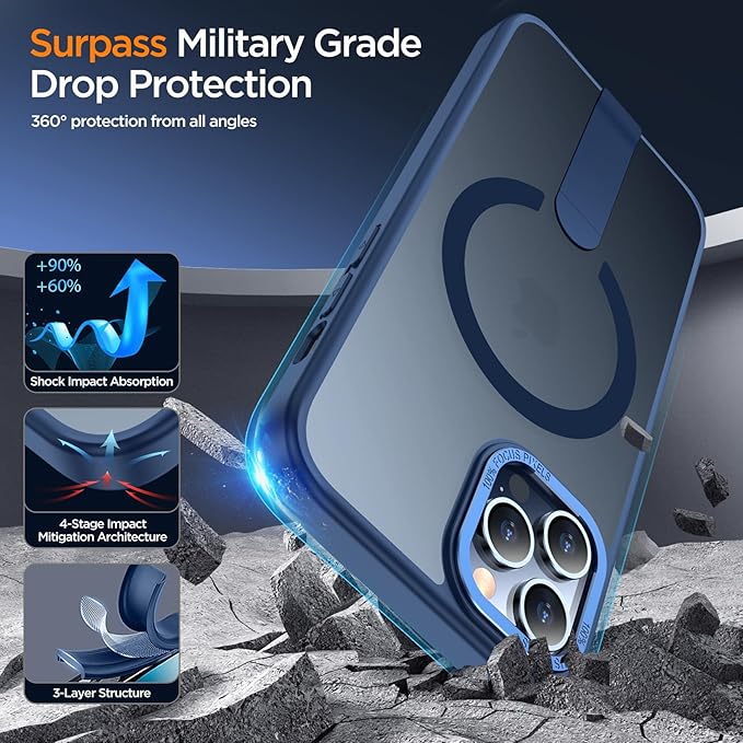 for iPhone 13 Pro Case with Kickstand, [Invisible Stand] Compatible with MagSafe, Anti-Slip Shockproof Military-Grade Protection, Magnetic Phone Case for iPhone 13Pro (Blue)