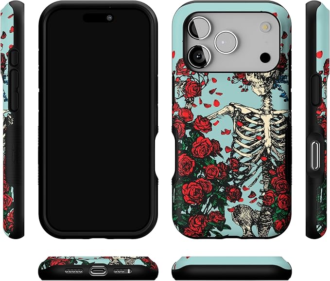 Casely iPhone 17 Pro Case | Forever Grateful | Grateful Dead Skeleton Floral | Bold Protective Design | Compatible with MagSafe