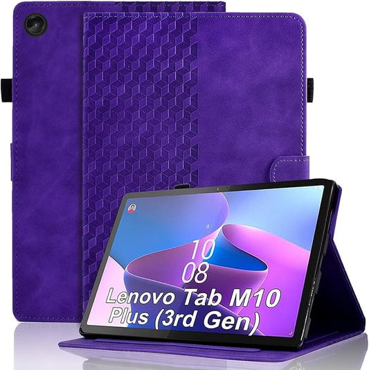 Case for Lenovo Tab M10 Plus 3rd Gen 2022 10.6 inch (TB125FU/TB128FU/TB128XU) PU Leather Folio Magnetic Smart Cover Card Holder with S Pen Holder, Purple