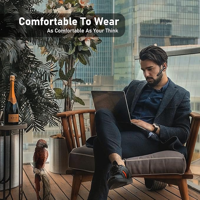 Single-Ear Bluetooth Earpiece with Noise Cancelling – Wireless Hands-Free Headset for iPhone & Cell Phones, Built-in Mic, 10Hrs Battery Life