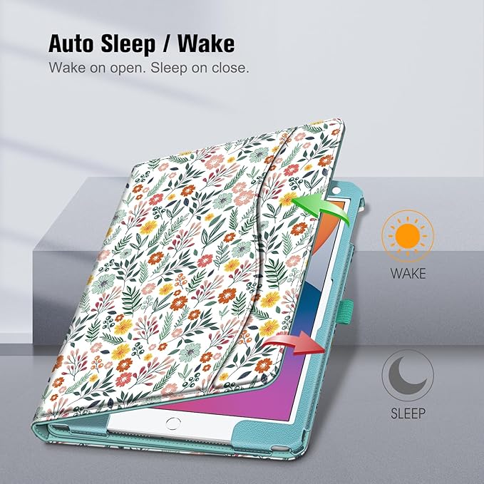Fintie Case for iPad 9th / 8th / 7th Generation (2021/2020/2019) 10.2 Inch - [Corner Protection] Multi-Angle Viewing Stand Cover with Pocket & Pencil Holder, Auto Sleep Wake, Spring Bloom