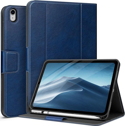 auaua Case for iPad (A16) 11th Generation 11 Inch 2025, iPad 10th Generation 10.9 Inch 2022, with Pencil Holder and Pocket, Typing Angle Muti-Stand Magnetic Closure Auto Sleep/Wake (Blue)