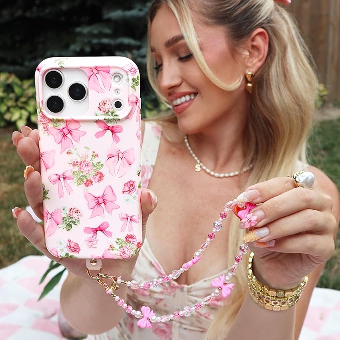 VELVET CAVIAR Case for iPhone 17 | Compatible with MagSafe | 10ft Drop Tested | Protective Designer Cases | Posie Pink Bow