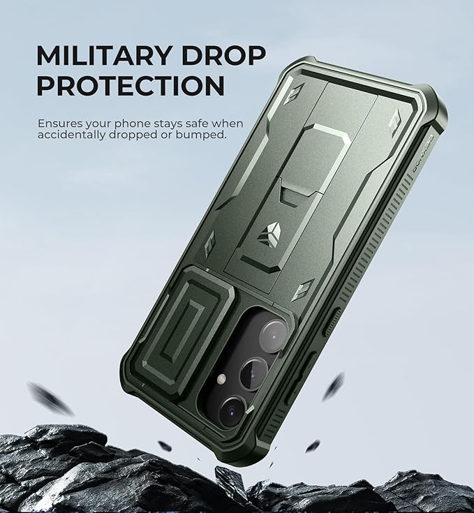 Dexnor for Samsung Galaxy S24 Plus Case with Built-in Slide Camera Cover & Screen Protector & Kickstand, Shockproof Rugged Case Full-Body Bumper Protective Cover for Galaxy S24 Plus (2024),Army Green