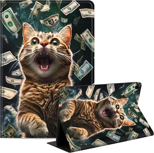 Case for Samsung Galaxy Tab A9+/A9 Plus 11” 2023 Model (SM-X210/X216/X218), Slim PU Leather Stand Cover with Auto Wake/Sleep, Multi-Angle Viewing & Shockproof, Excited Cat