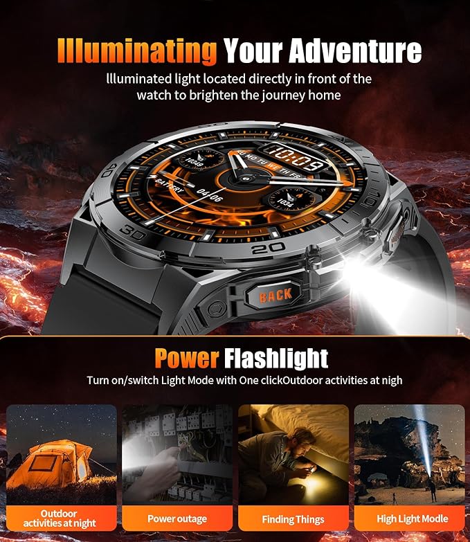 Smart Watch for Men Answer/Make Call for Android iPhone, 1.6" AMOLED HD Screen Mens Luxury Watch, 600mAh Heavy Duty Smartwatch 5ATM Waterproof/Heart Rate/Sleep Monitor Pedometer, 2 Straps