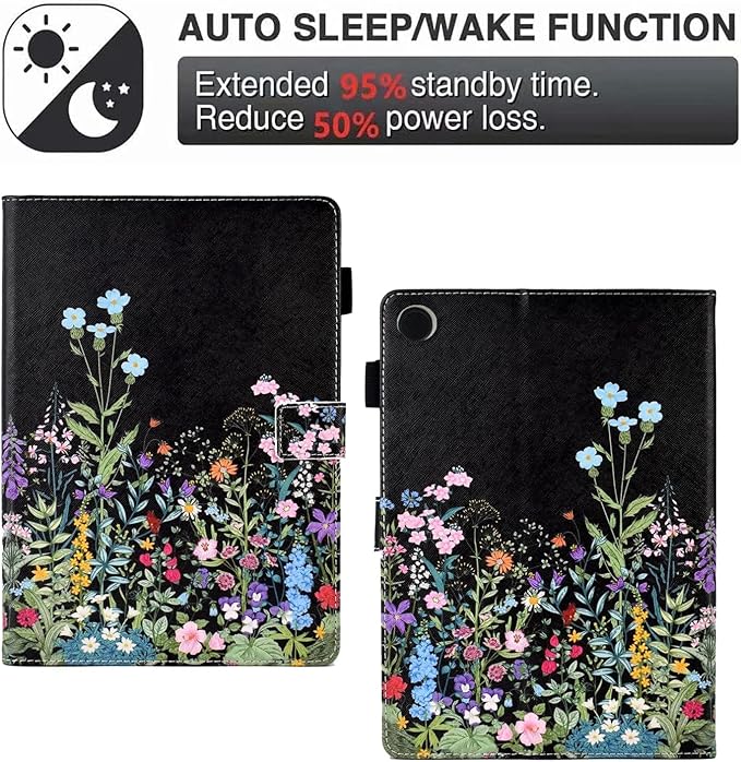 Case for Samsung Galaxy Tab A9+/A9 Plus 11 inch 2023 2024(SM-X210/X216/X218),PU Leather Multi Angle Stand Cover Slim Folio Protective Case for Tablet Tab A9 Plus, Auto Wake/Sleep,Flowers