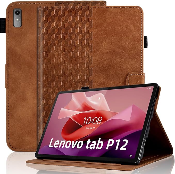 Case for Lenovo Tab P12 12.7 inch Cover (Model:TB370FU) Magnetic PU Leather Folio Adjustable Stand Shell Foldable Card Holder Multi-Angle Tab P12,