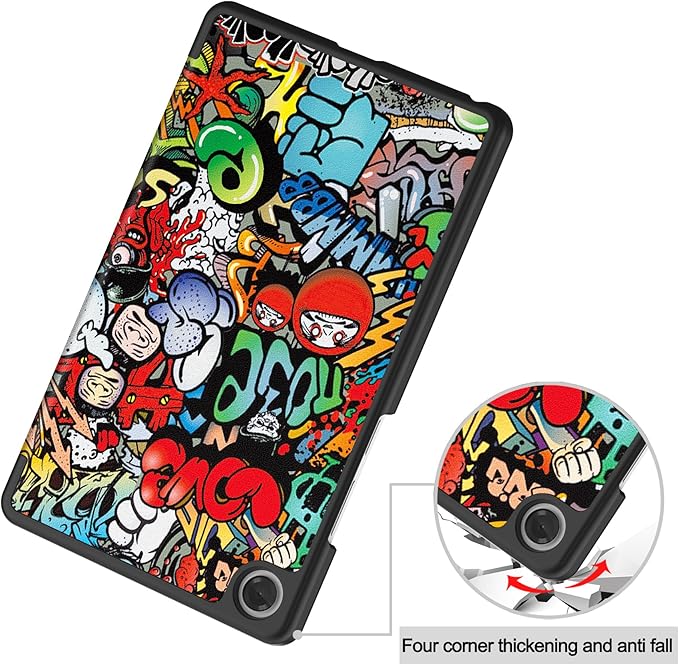 Case for Lenovo Tab One 8.7'' / Tab K9 Case, Folding Folio Ultra-Thin PU Leather Stand Case Cover with Auto Wake/Sleep for Lenovo Tab K9 8.7 Inch Graffiti