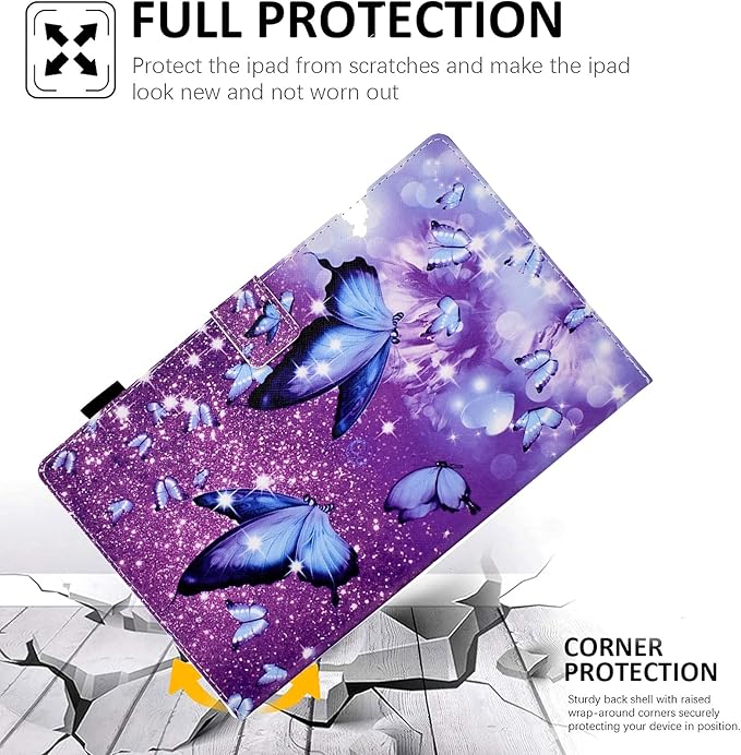 Case for Galaxy Tab A9+/A9 Plus 11 Inch 2023 (SM-X210/X216/X218), Funut PU Leather Folio Cover Multi-Angle Stand with Auto Wake/Sleep Case for Samsung Galaxy Tab A9 Plus/A9+ Tablet, Purple Butterfly