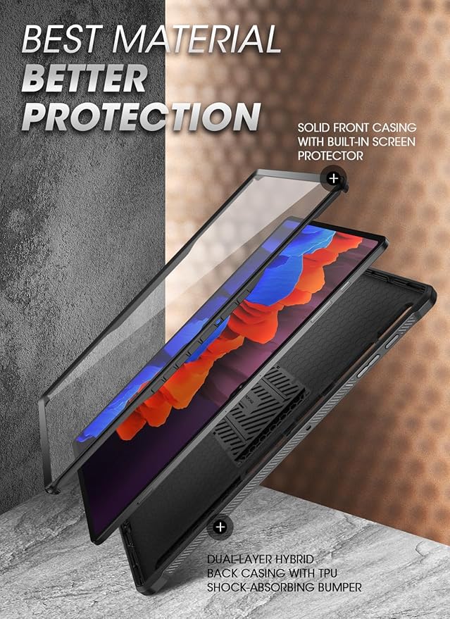 SUPCASE for Samsung Galaxy Tab S10 Ultra Case with Stand (Unicorn Beetle Pro), [Built-in Screen Protector & S Pen Holder] Full-Body Heavy Duty Tablet Cover for Galaxy Tab S9 Ultra/S8 Ultra, Black