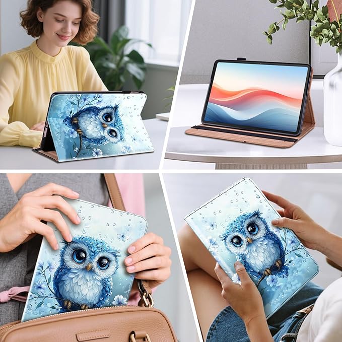 Case for Lenovo Idea Tab Pro 12.7 inch (TB-373FU/ TB-375FC) 2025 Tablet, Folio Cover with Multi-Angle Stand and Pen Holder, Rainy Owl