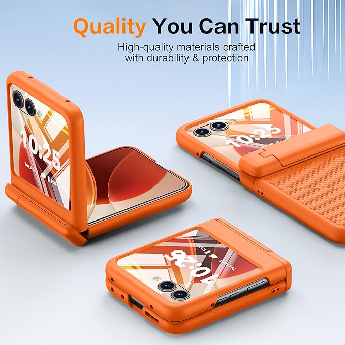 Oterkin Magnetic for Samsung Galaxy Z Flip 7 Case with [Built-in Screen Protector & Hinge Protection][Foldable Invisiable Stand] Military Grade Shockproof Full Body Protection Case for Galaxy Z Flip 7