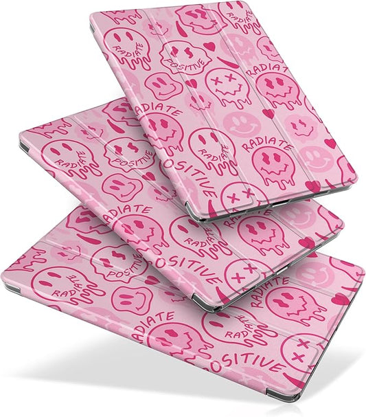 DONGKE Case for Samsung Galaxy Tab A9+/A9 Plus 11 inch 2024 2023 (SM-X210/X216/X218), Slim Stand Hard PC Translucent Back Shell Smart Cover, Auto Wake/Sleep - Melting Faces