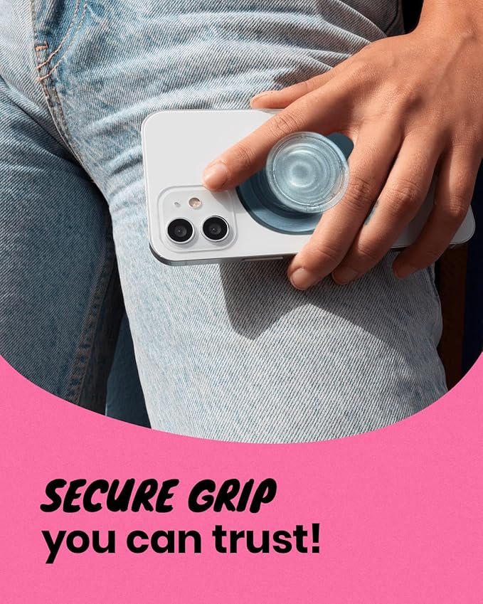 Oval Magnetic Phone Grip – MagSafe Compatible, Translucent Design, Slim and Lightweight, Grip and Stand for iPhone (Blue)