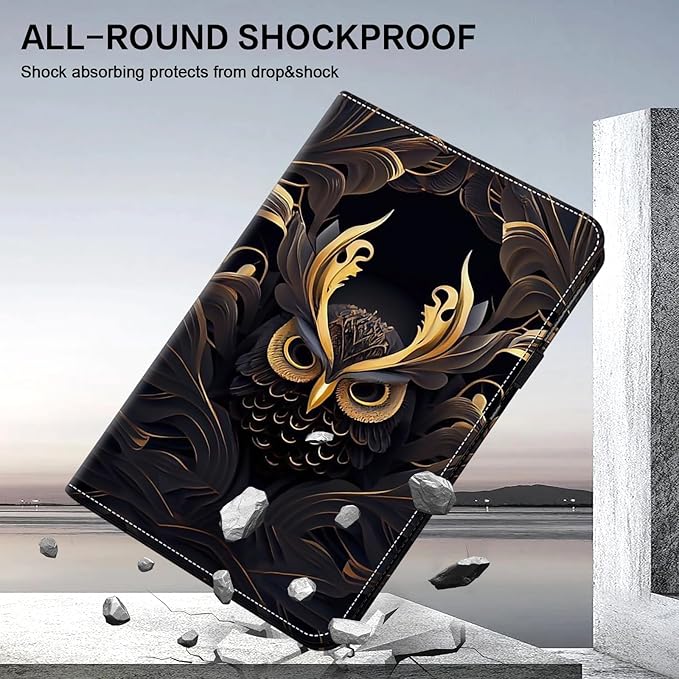 ALILANG Case for Samsung Galaxy Tab A9 Plus 11 Inch Case 2023 with Stylus, Shockproof Folding Stand Cover for Samsung Tab A9+ (SM-X210/X216/X218) Tablet Cases -Owl