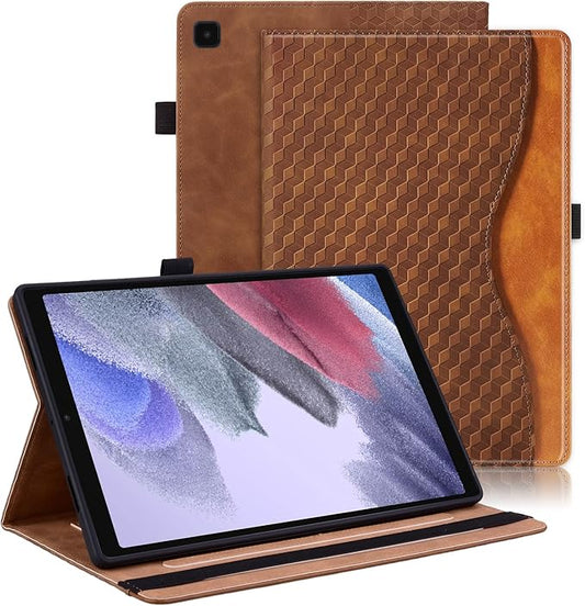 Case for Samsung Galaxy Tab A7 Lite 8.7 inch 2021 PU Leather Multi-Angle Viewing Stand with Card Pocket, Brown