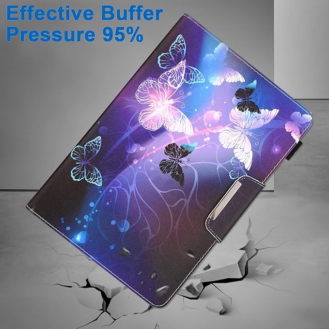 JZCreater 10 Inch Tablet Case, Universal 10 10.1 Inch Android Tablet Cover, Multi-Angle Viewing Stand Case for 9.5-10.5 Inch Tablet, Butterfly-PR