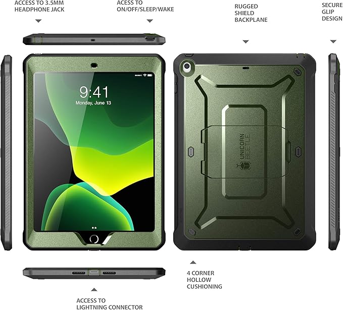 SUPCASE for iPad 9th Generation Case with Screen Protector (Unicorn Beetle Pro), [Built-in Stand] Heavy Duty Rugged Protective Case for iPad 10.2 9th / 8th / 7th Generation (2021/2020/2019), Guldan