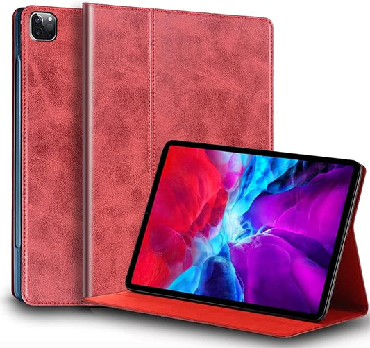 for Ipad Pro 11-inch 4th/3rd/2nd/1st Gen Case 2022/2021/2020/2018 Genuine Leather Cover Protective Shell,Auto Wake/Sleep.Red