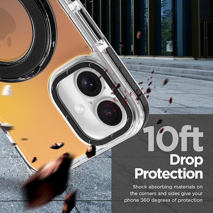 MOWIME Magnetic for iPhone 17 Case with Stand [Compatible with Magsafe] [Cute Fashion Fluorescent Design] [1 Screen Protector] Slim Translucent Matte Case for iPhone 17 6.3" 2025, Black