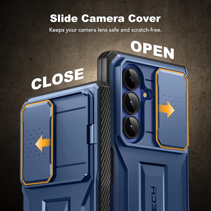 TONGATE for Z Fold 7 Case with Privacy Screen Protector, [Built-in Slide Camera Cover & Stand] [Anti Spy] Military Grade Drop Phone Case for Samsung Galaxy Z Fold 7 with Belt Clip, Blue Privacy