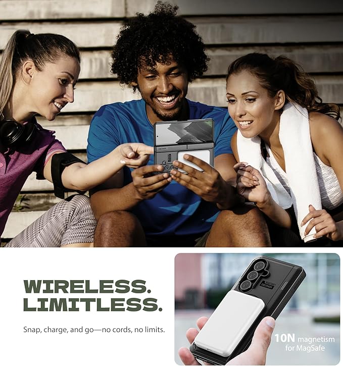 Dexnor Magnetic for Samsung Galaxy Z Fold 7 Case with Dual Kickstands & Front Screen Protector & Hinge Protection, Compatible with MagSafe, Full-Body Rugged Protective Cover Bumper Cases,6.5" Black