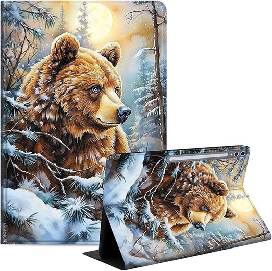 Case for Samsung Galaxy Tab S10 Plus/ S9 FE Plus/ S9 Plus 5G Tablet 12.4'', Slim PU Leather Stand Cover with Auto Wake/Sleep, Multi-Angle Viewing & Shockproof, Adorable Bear
