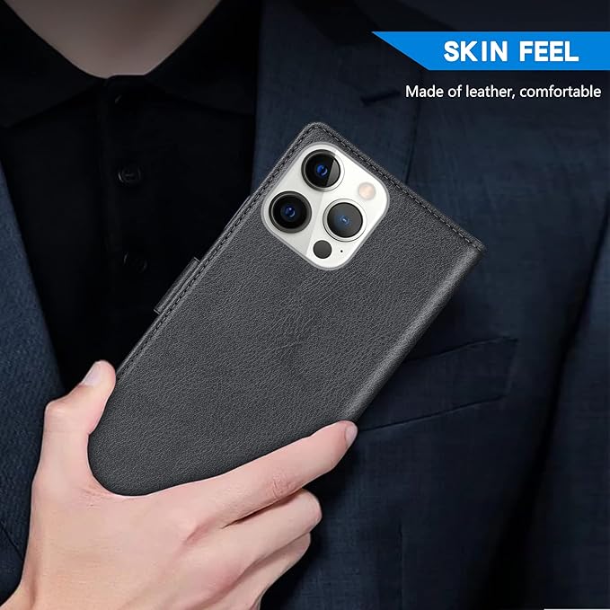 ZZXX for iPhone 14 Pro Max Wallet Case with [RFID Blocking] Card Slot Kickstand Magnetic Closure Leather Flip Fold Protective Phone Case for iPhone 14 Pro Max Case Wallet(Grey-6.7 inch)