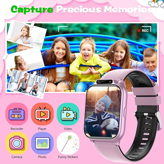 Smart Watch for Kids,1.85" Fitness Tracker with Heart Rate,Sleep Monitor,Built-in AI(Translation/Q&A/Watch Face/Image Recognition Smartwatches,NO APP/Phone, Gift for Boys Girls.(Built-in AI, Pink)