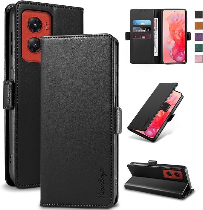 Wallet Flip Case for Moto G Stylus 5G (2024) - [RFID Blocking] Luxury PU Leather Card Holder Magnetic Phone Cover with Kickstand,Shockproof Protective Case,Black